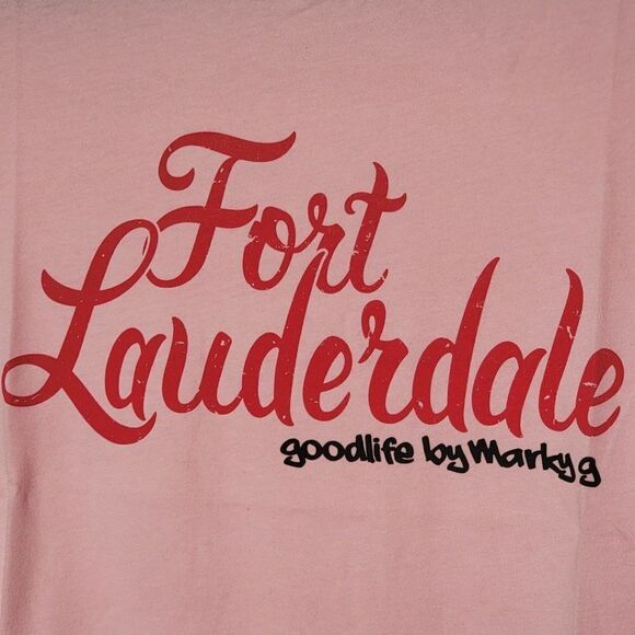 Marky G Womens Pink Crew Neck Fortlauderdale Graphic Casual T Shirt Top Size XL - Picture 3 of 7